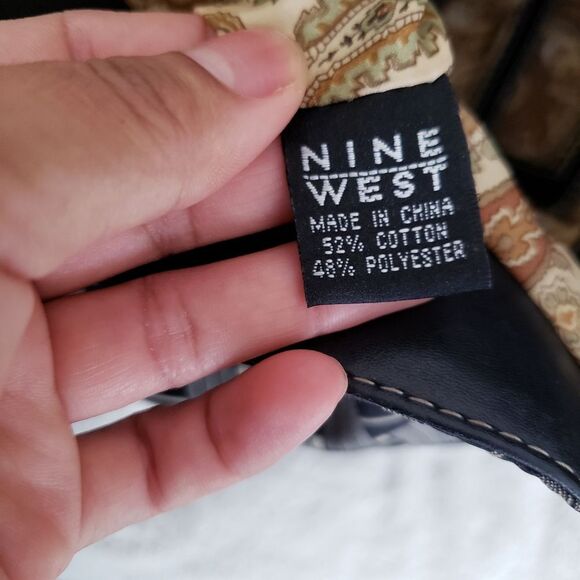 Vintage 90s Nine West Small Canvas Backpack Purse Black Gray - Picture 10 of 15